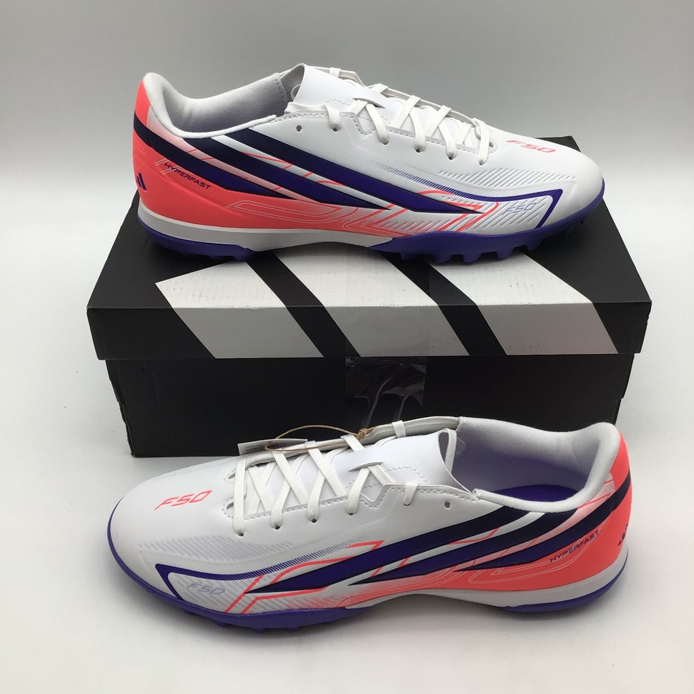 Adidas F50 Hyperfast Club TF Mens Soccer Shoes White Purple KJ3409 Size 8.5 NEW